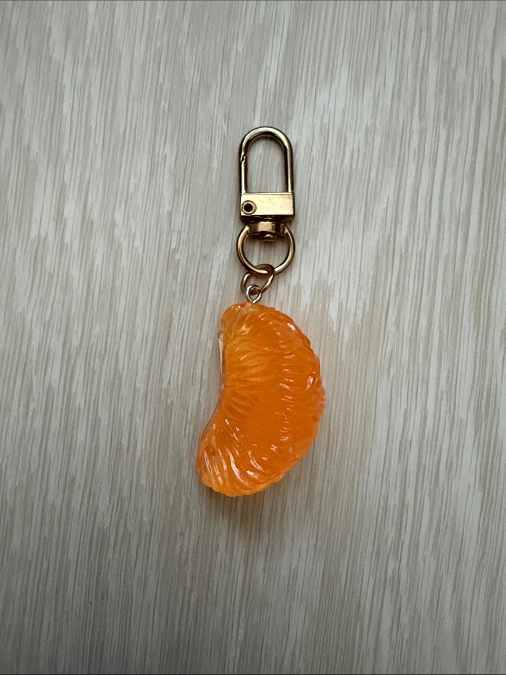 ✨ Tangerine Fruit Key Holder Charm with Gold-Toned Hardware